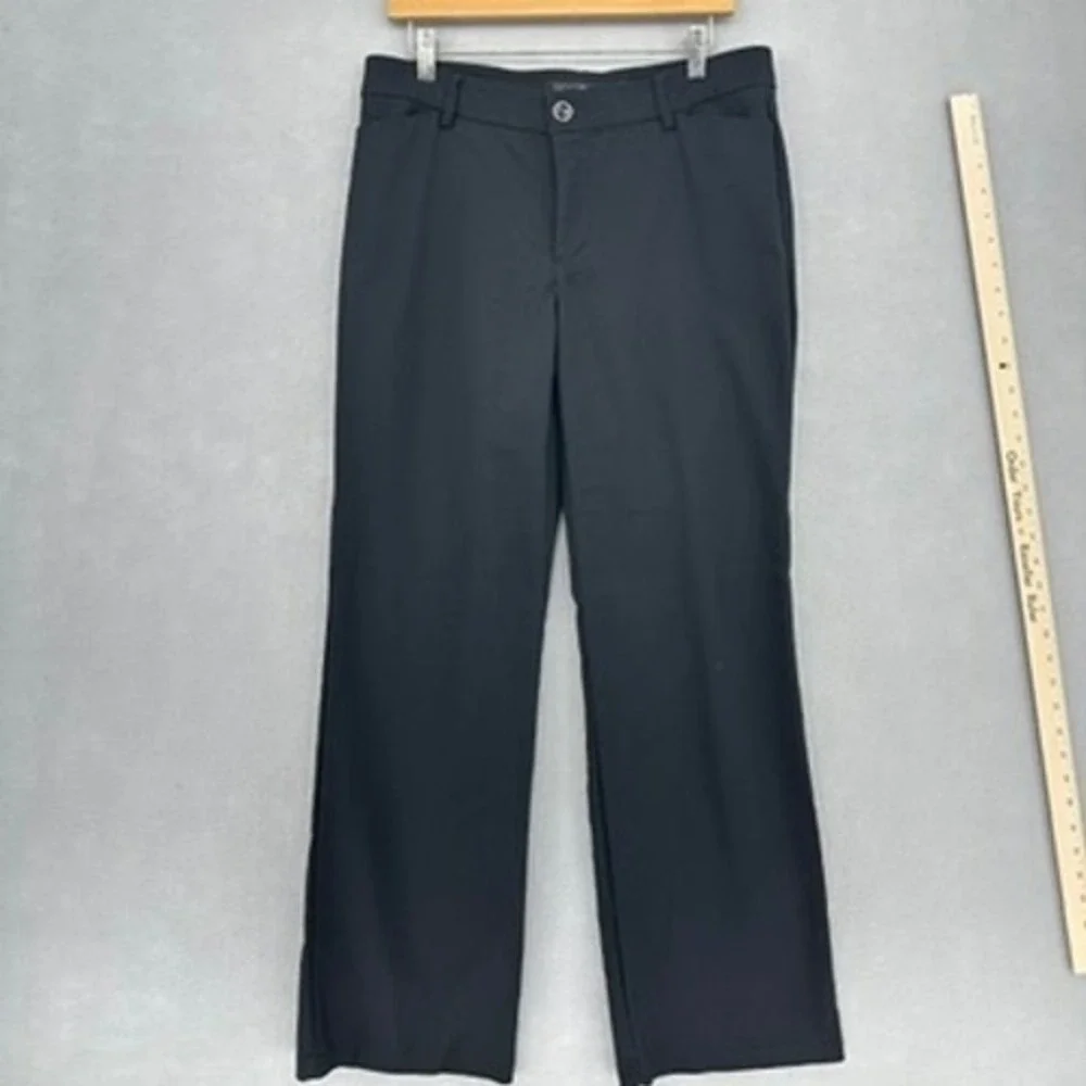 Lee Flex Motion Regular Fit Trouser Mid Rise Black Straight Leg Pants SZ 10
